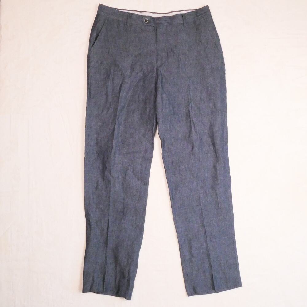 Joseph Abboud Heritage Angelico 100% Linen Pants Size 34 Chambray Trousers
